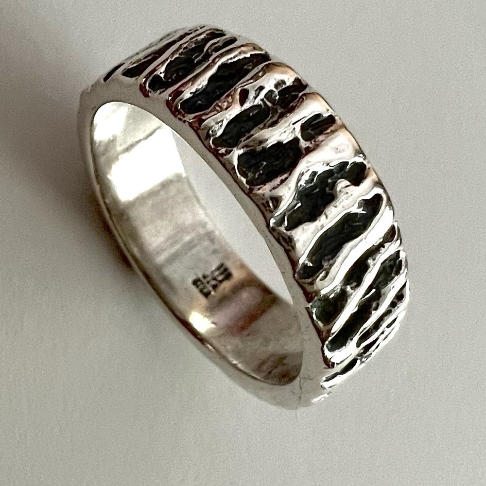 Rare James Avery brutalist deep cut grooves grooved tree bark textured - Picture 7 of 12